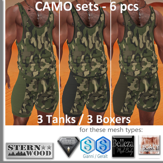 CAMO set - 6 pcs - various mesh types