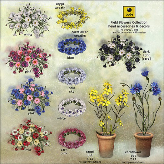 *LODE* Head Accessory - Field Flowers [dark light] RARE