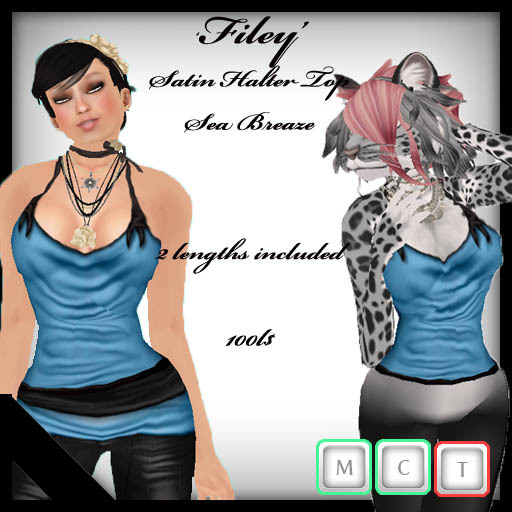 ::SSS:: Filey Satin Halter Top - Sea Breaze
