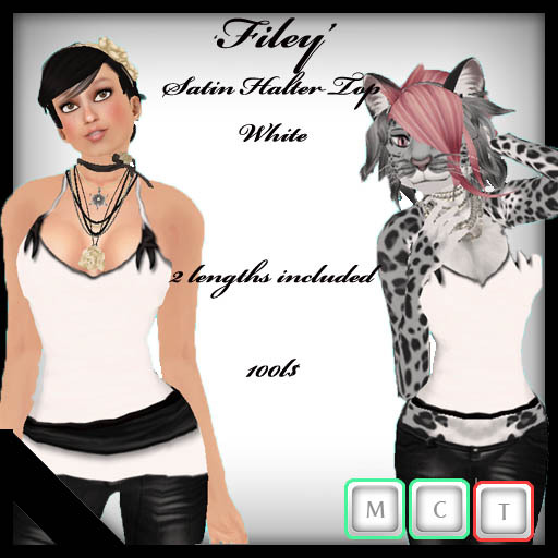 ::SSS:: Filey Satin Halter Top - White