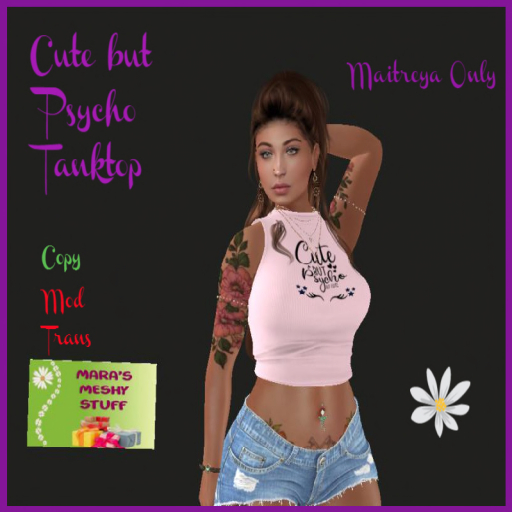 Cute But Psycho croptop tank  - Pink