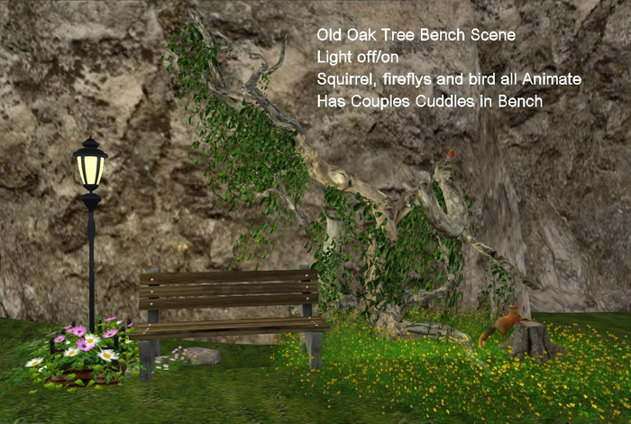 AA Country Old Oak Tree Bench Scene