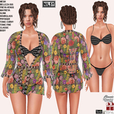 BIKINI WITH TROPICAL COVER UP,CLASSIC&MESH BODY