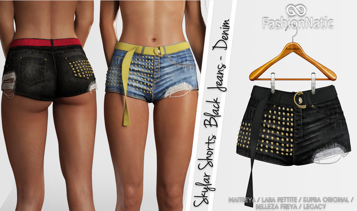 Skylar Female Shorts Black Jeans - Maitreya, Lara Petite, Kupra Original , Belleza Freya, Legacy - FashionNatic 