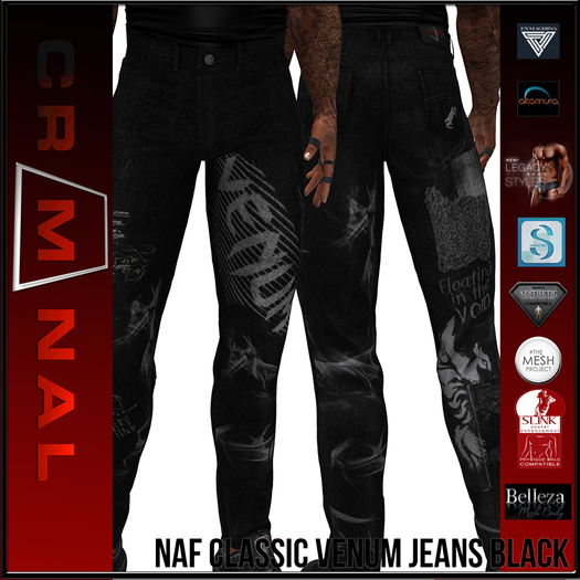 CRIMINAL - NAF CLASSIC JEANS VENOM BLACK  ADD ME