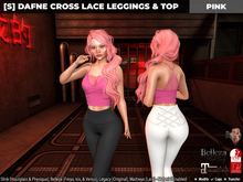[S] Dafne Cross Lace Leggings & Top Pink