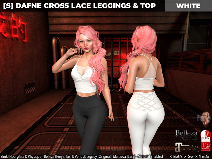 [S] Dafne Cross Lace Leggings & Top White