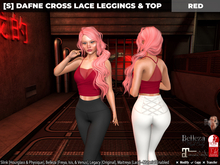 [S] Dafne Cross Lace Leggings & Top Red