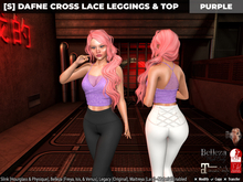 [S] Dafne Cross Lace Leggings & Top Purple