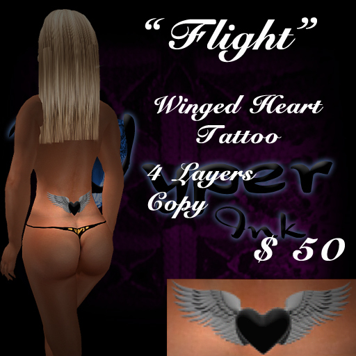 Winged Heart Lower back tattoo