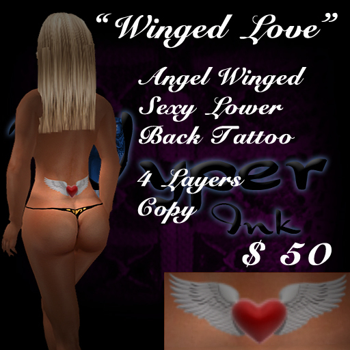 Valentines Winged Love Lower Back Tattoo