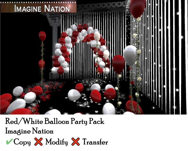 Red/White Rose Vine Balloon Party Pack