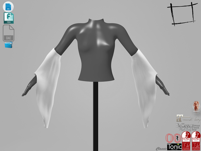 Dae Obj FBX For Bell Edge Lower Arm Sleeve Fashion Kit Slink, Maitreya, Belleza, Tonic, Legacy