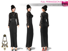 Full Perm Victorian Earrings Gold and Black None Rigged