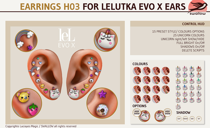 ^^Swallow^^ Earrings H03 for lel Evo X Female Human Ears (wear)