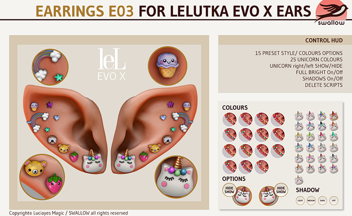 ^^Swallow^^ Earrings E03 for lel Evo X Female Elf Ears