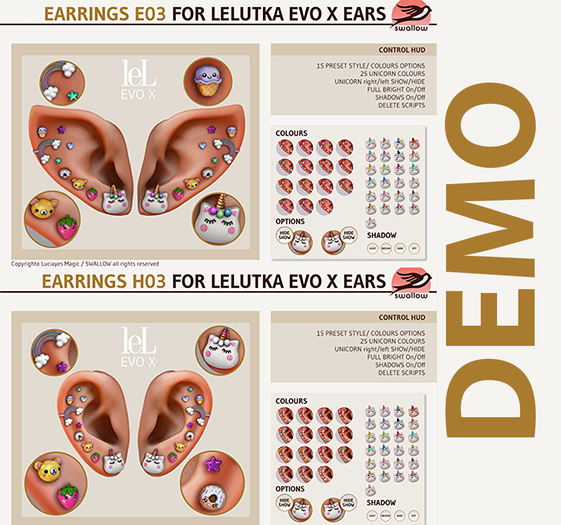 DEMO ^^Swallow^^ Earrings H03/E03 for lel Evo X Female Ears
