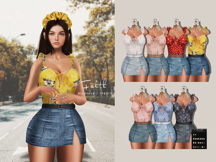 =Zenith=Faith Floral Top & Skirt (All) Maitreya/Legacy