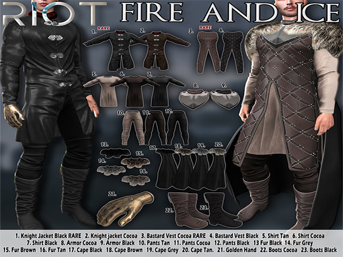 1. RIOT / Fire & Ice Set - Giann - The Knight Coat - Black RARE