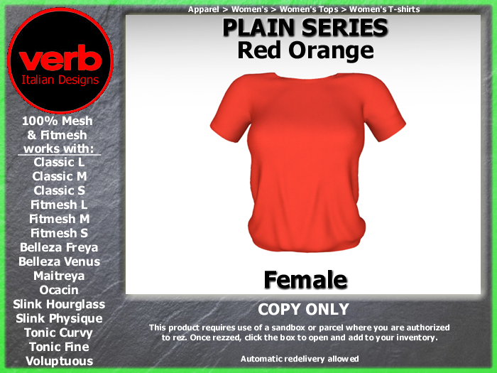 Plain Series -  Red Orange