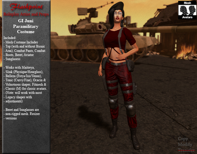 GI Juni Paramilitary Costume - Red 