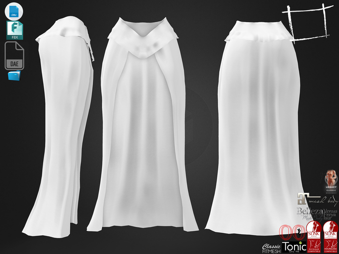Dae Obj FBX For Open Front Long Skirt With Belt Slink, Maitreya, Belleza, Tonic, Legacy