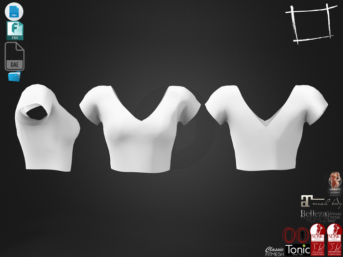 Dae Obj FBX For Open Chest and Back Crop Top Slink, Maitreya, Belleza, Tonic, Legacy
