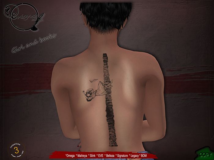 [enigma Ink] Girl and books back tattoo