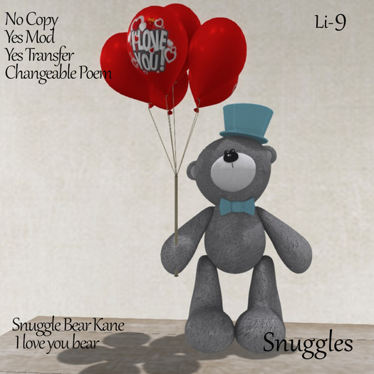 Snuggle Bear Kane I love you bear with poem 