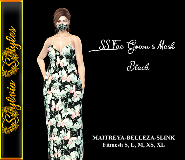 Fae Gown & Mask_Black Blue