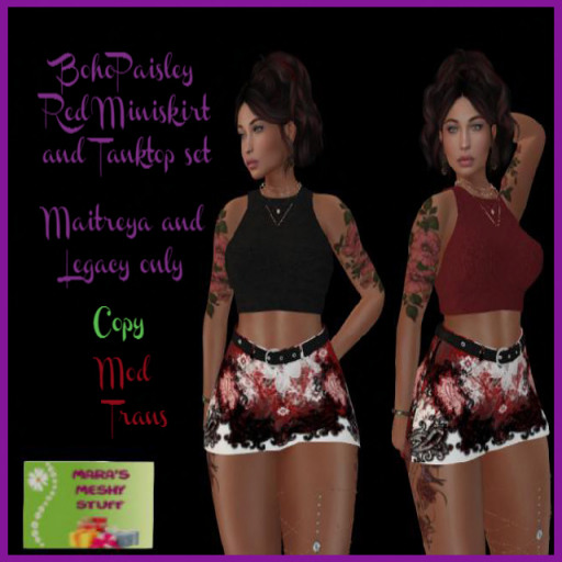 BohoPaisley Red Miniskirt and Tanktop set