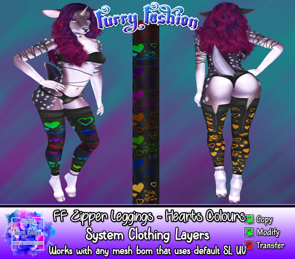 ~FF~ Zipper Leggings Hearts Colours