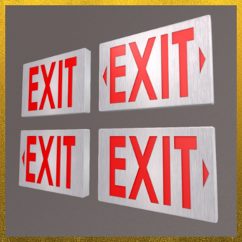 Second Life Marketplace - Basic Aluminum Indoor Exit Signs (4 Pack ...