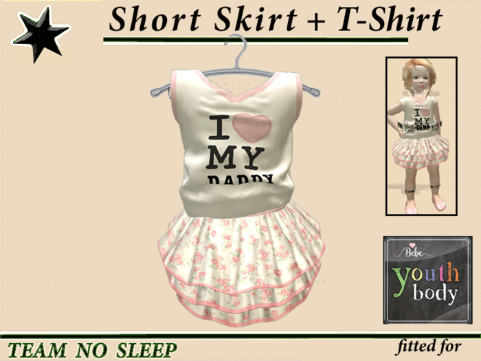 Set skirt rose + Top love D