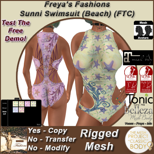 Freya's Fashions Sunni Swimsuit (Beach) - RIGGED (Full Texture Change)