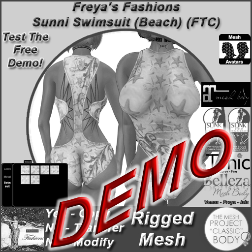 Freya's Fashions Sunni Swimsuit (Beach) - RIGGED (Full Texture Change) - DEMO