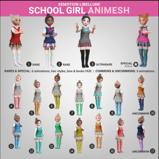 SEmotion Libellune School Girl Animesh #2 RARE