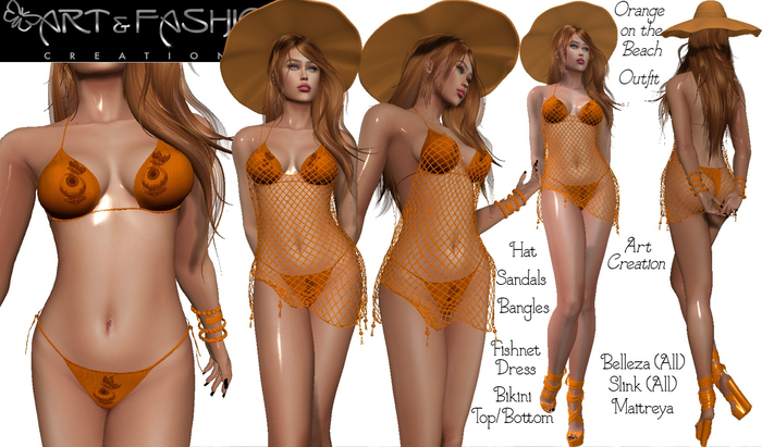 ART & FASHION - ORANGE ON THE BEACH OUTFIT