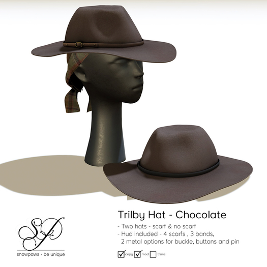 Snowpaws - Trilby Hat - Chocolate