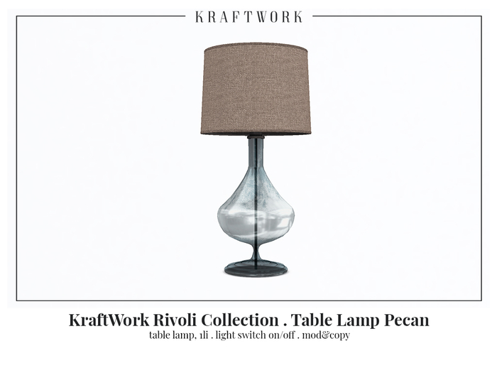 KraftWork Rivoli Collection . Table Lamp Pecan (Add Me)