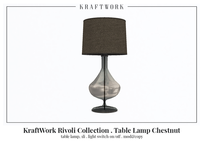 KraftWork Rivoli Collection . Table Lamp Chestnut (Add Me)