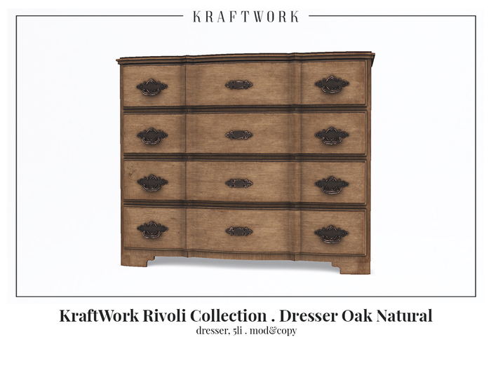 KraftWork Rivoli Collection . Dresser Oak Natural (Add Me)