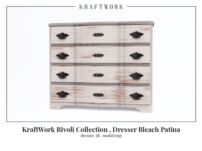 KraftWork Rivoli Collection . Dresser Bleach Patina (Add Me)