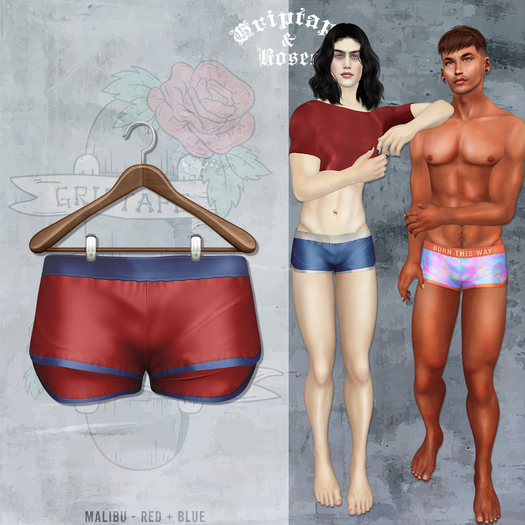 G+R Malibu Shorts - Red + Blue
