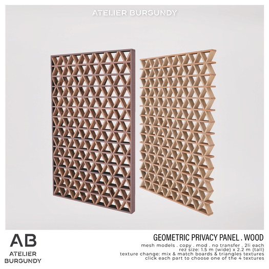 Atelier Burgundy . Geometric Privacy Panel Wood *ADD*