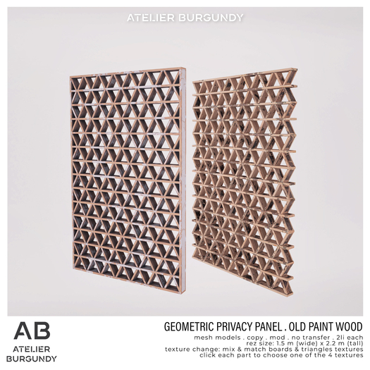 Atelier Burgundy . Geometric Privacy Panel Old Paint Wood *ADD*