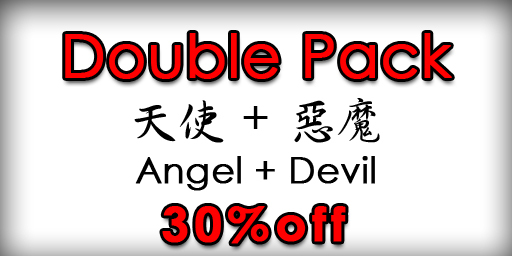 [SAMURAI CATS] Chinese Face Tattoo ~ Angel + Devil Double Pack