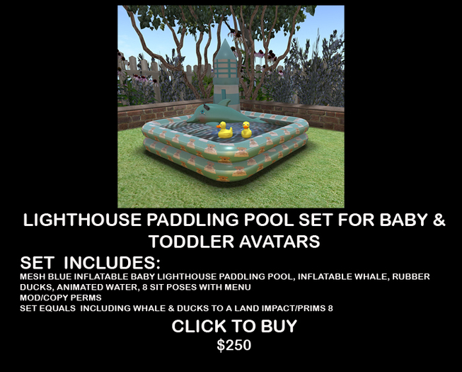Cute Blue Inflatable Baby Lighthouse Paddling Pool For Tiny,s & Toddler AV,S
