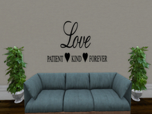 Vinyl Wall Lettering - Love Patient Kind Forever Wall Decal - Wall Art