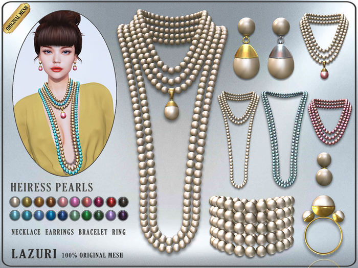 Lazuri Heiress Pearls Complete Set - 100% Original Mesh